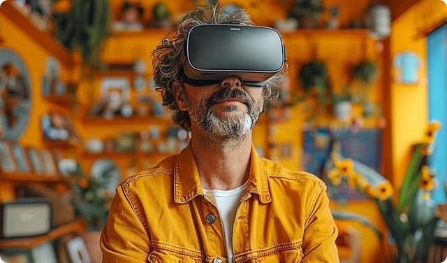 A pair of virtual reality glasses