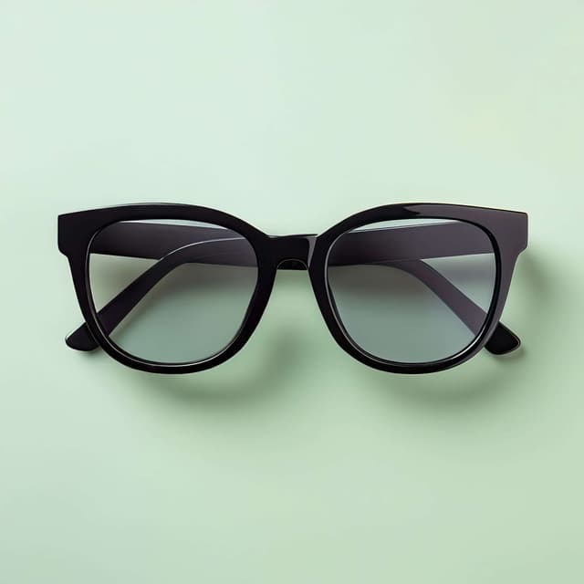 MODERN BLACK-FRAMED EYEGLASSES WITH TINTED LENSES