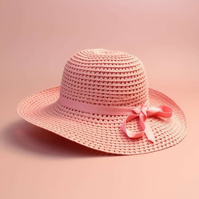 ELEGANT PINK WOVEN SUN HAT WITH RIBBON BOW