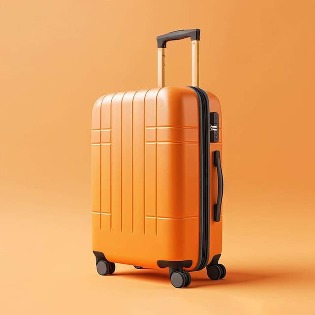 SECOND-HAND ORANGE HARD SHELL SUITCASE