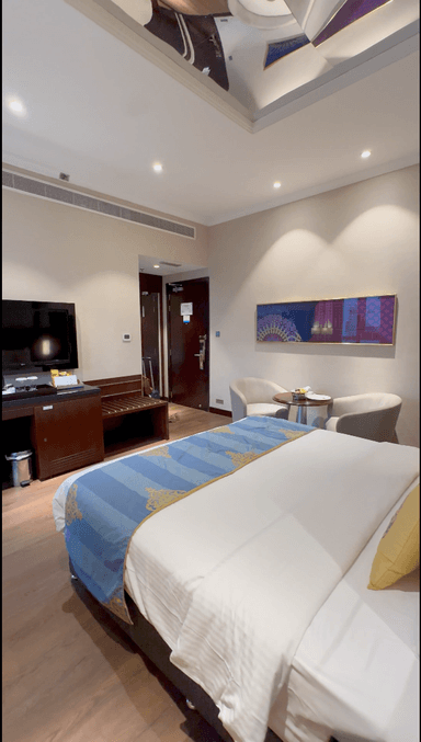 Hotel Bedroom - Yellow Accent Decor
